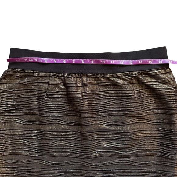 Alfani Pencil Skirt Womens 14 Black Gold foil Shimmer Textured Knee Length - Picture 7 of 10